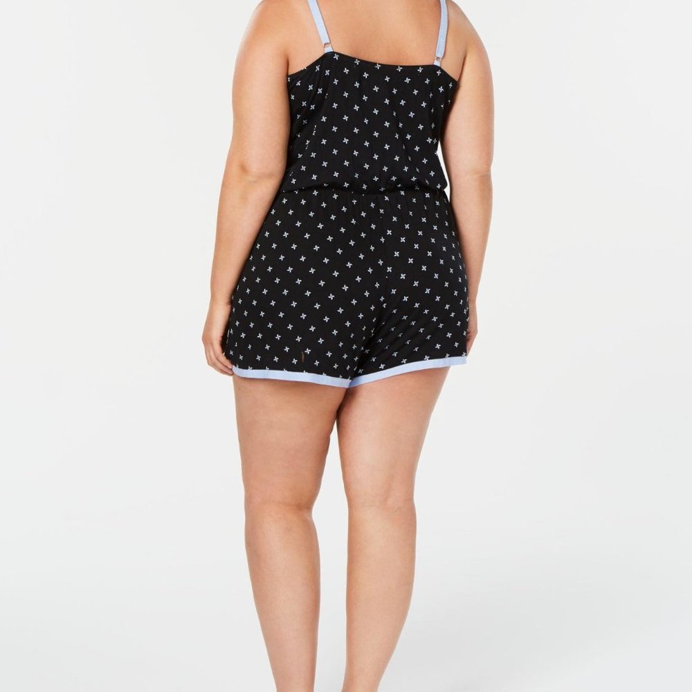 NWT! Alfani Ultra Soft Contrast Trim Pajama Romper - Picture 2 of 4